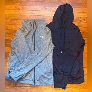 Under Armour gray zip-up jacket and Giam pullover hoodie size Medium